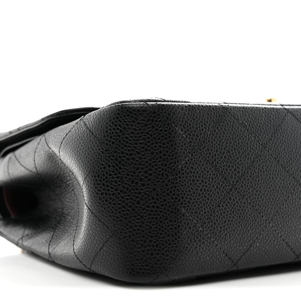Caviar Quilted Jumbo Double Flap Black