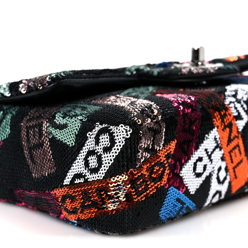 Sequin Logo Small Flap Ruthenium Multicolor