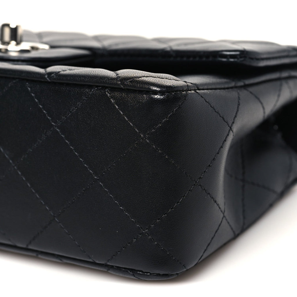 Lambskin Quilted Mini Rectangular Flap Black