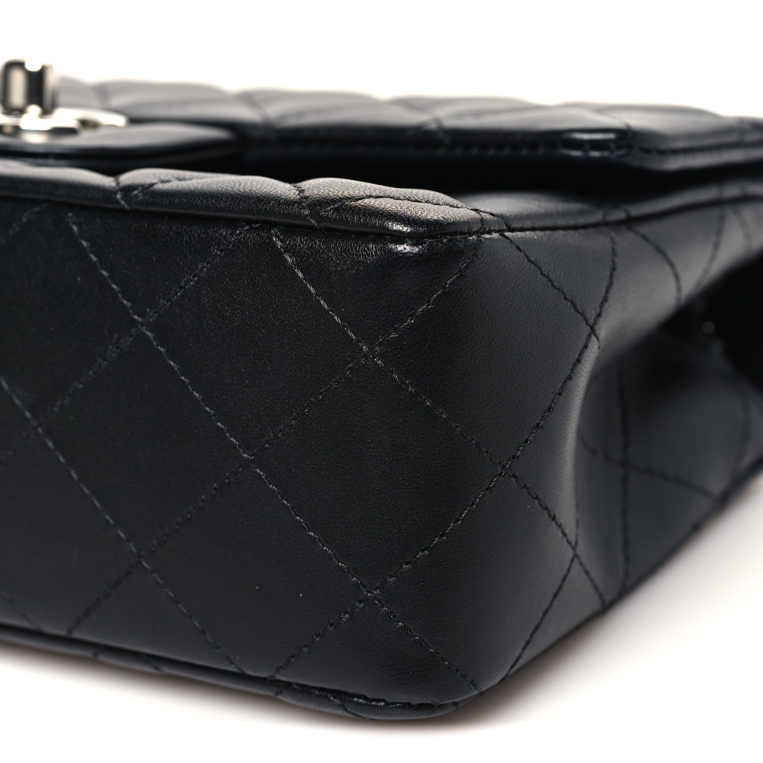 Lambskin Quilted Mini Rectangular Flap Black