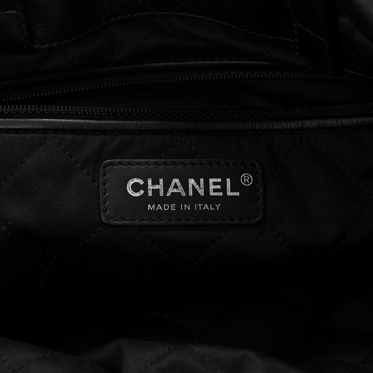 Shiny Calfskin Quilted Chanel 22 Backpack So Black