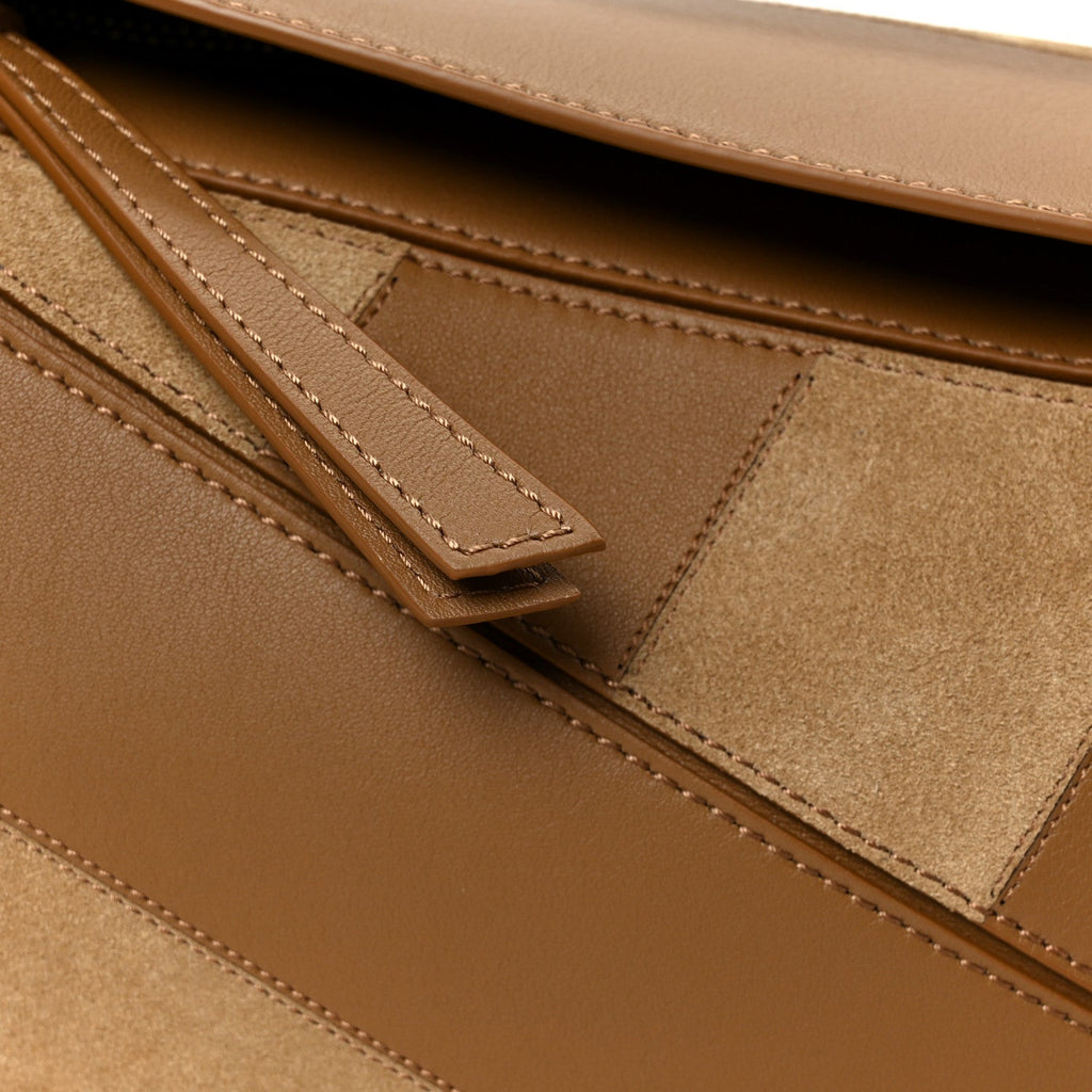 Calfskin Suede Small Puzzle Bag Oak