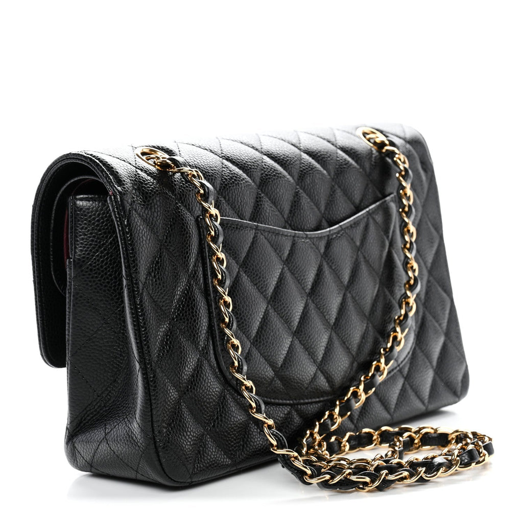 Caviar Quilted Medium Double Flap Black