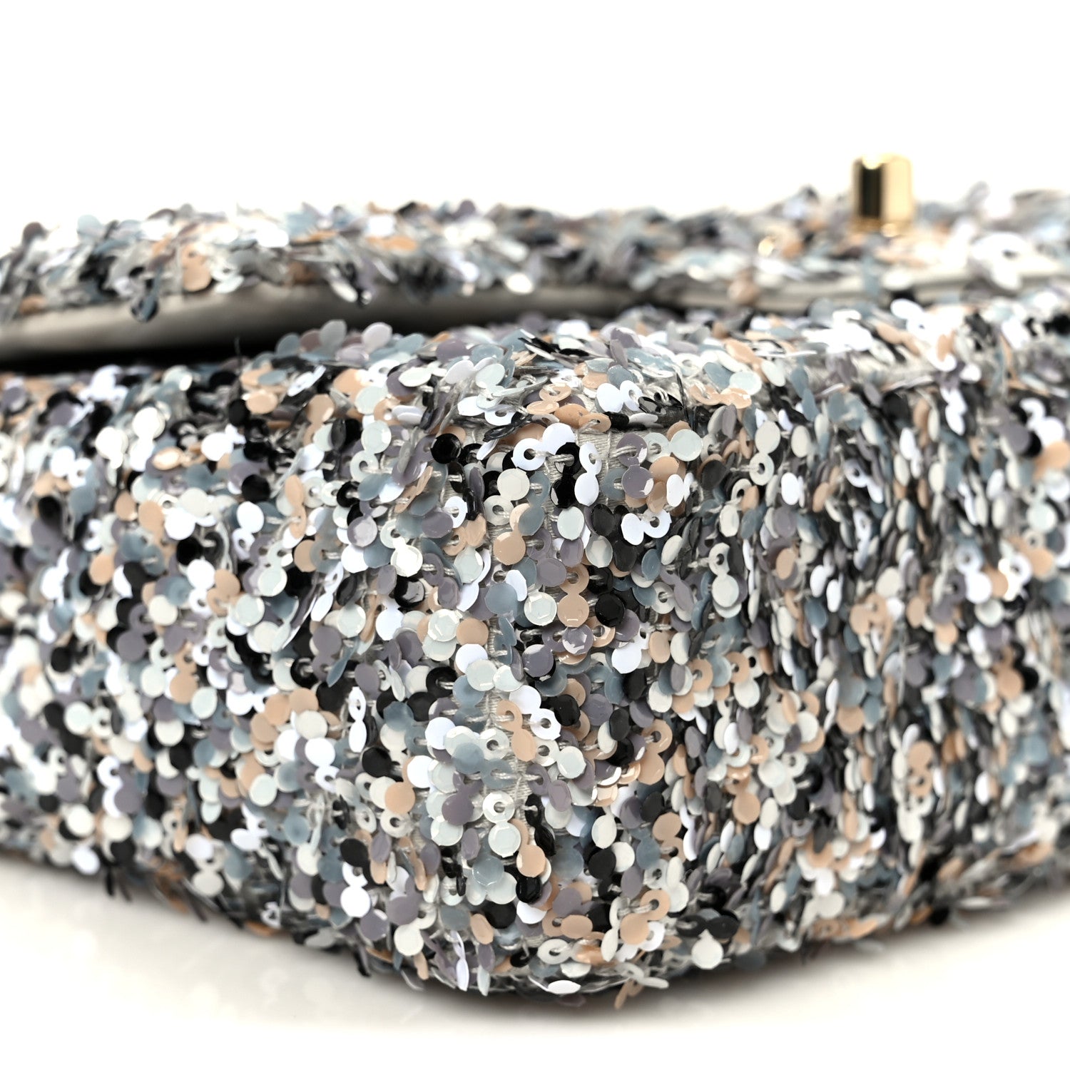 Sequin Mini Flap Gray Black White Pearly White