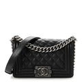 Caviar Quilted Small Boy Flap Black