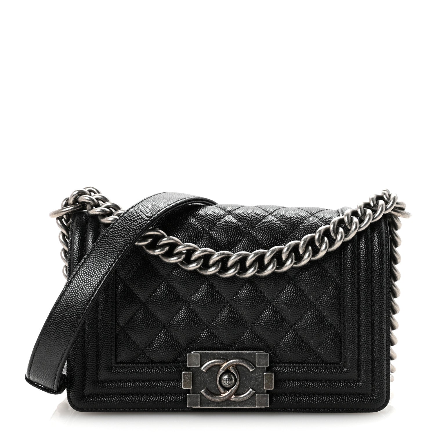 Caviar Quilted Small Boy Flap Black