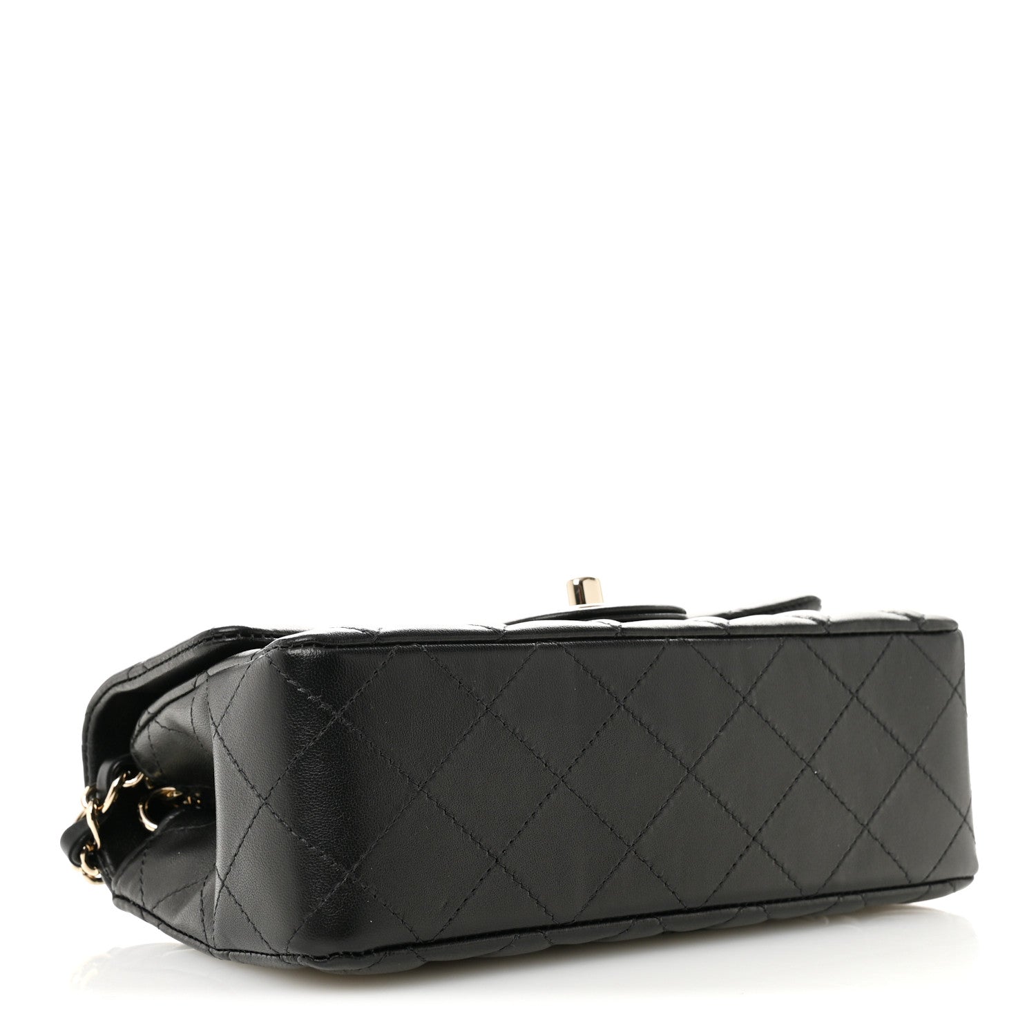 Lambskin Quilted Mini Rectangular Flap Black