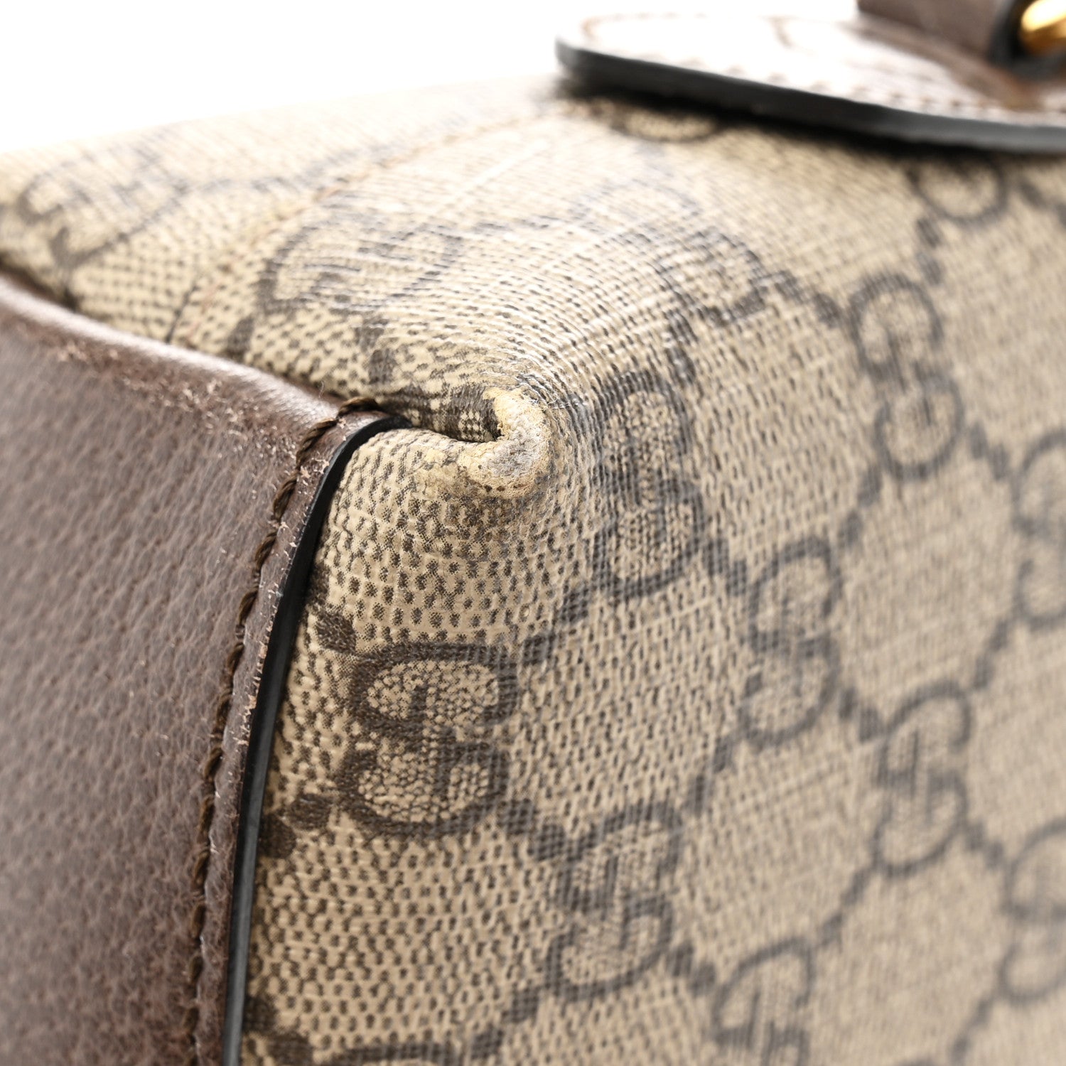 GG Supreme Monogram Textured Dollar Calfskin Web Small Ophidia Dome Shoulder Bag Beige Ebony New Acero