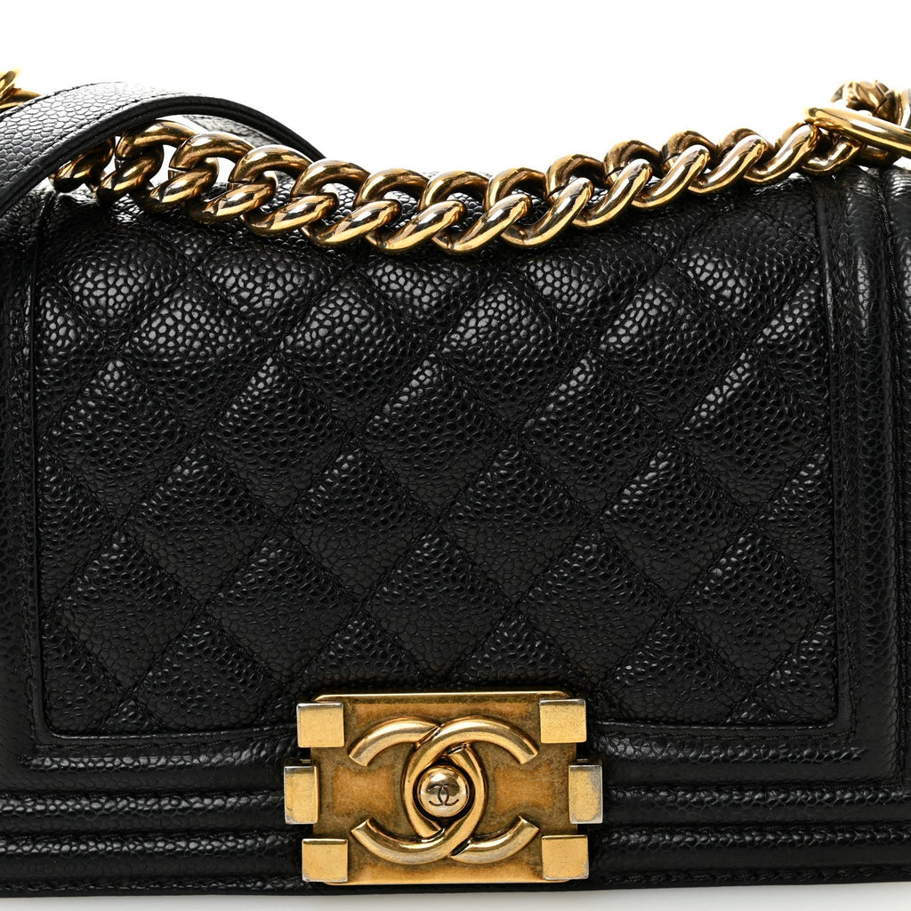 Caviar Quilted Small Boy Flap Black