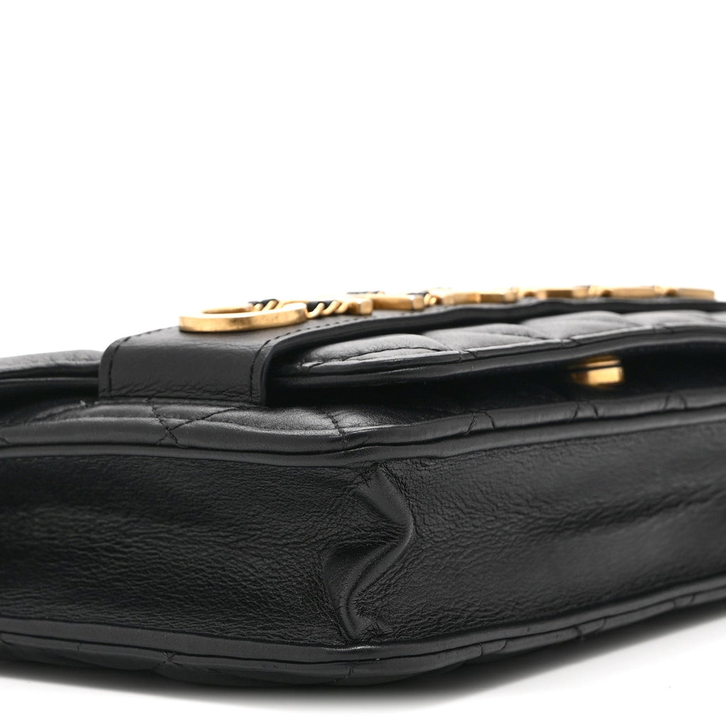Calfskin Quilted Enchained Wallet On Chain WOC Black