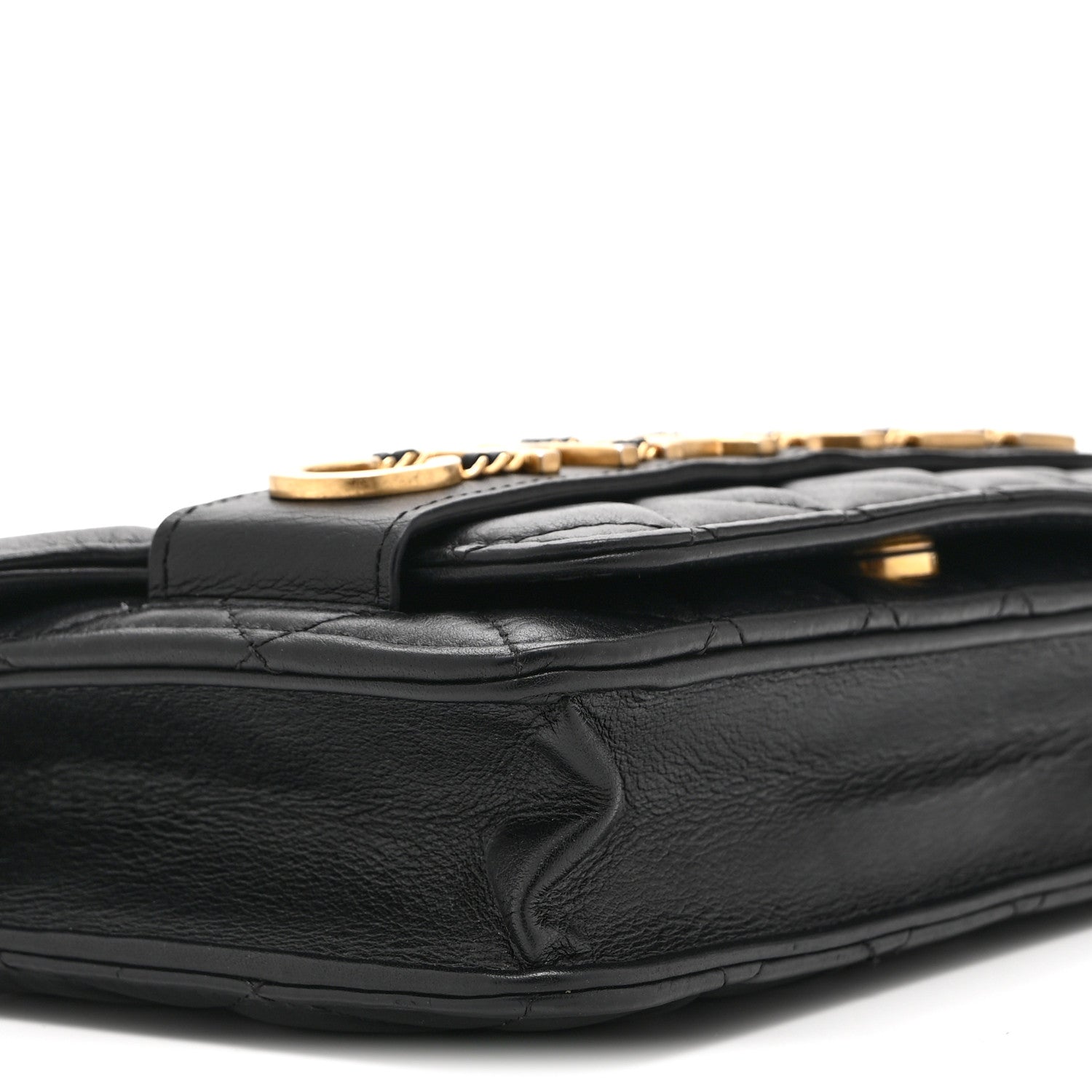 Calfskin Quilted Enchained Wallet On Chain WOC Black