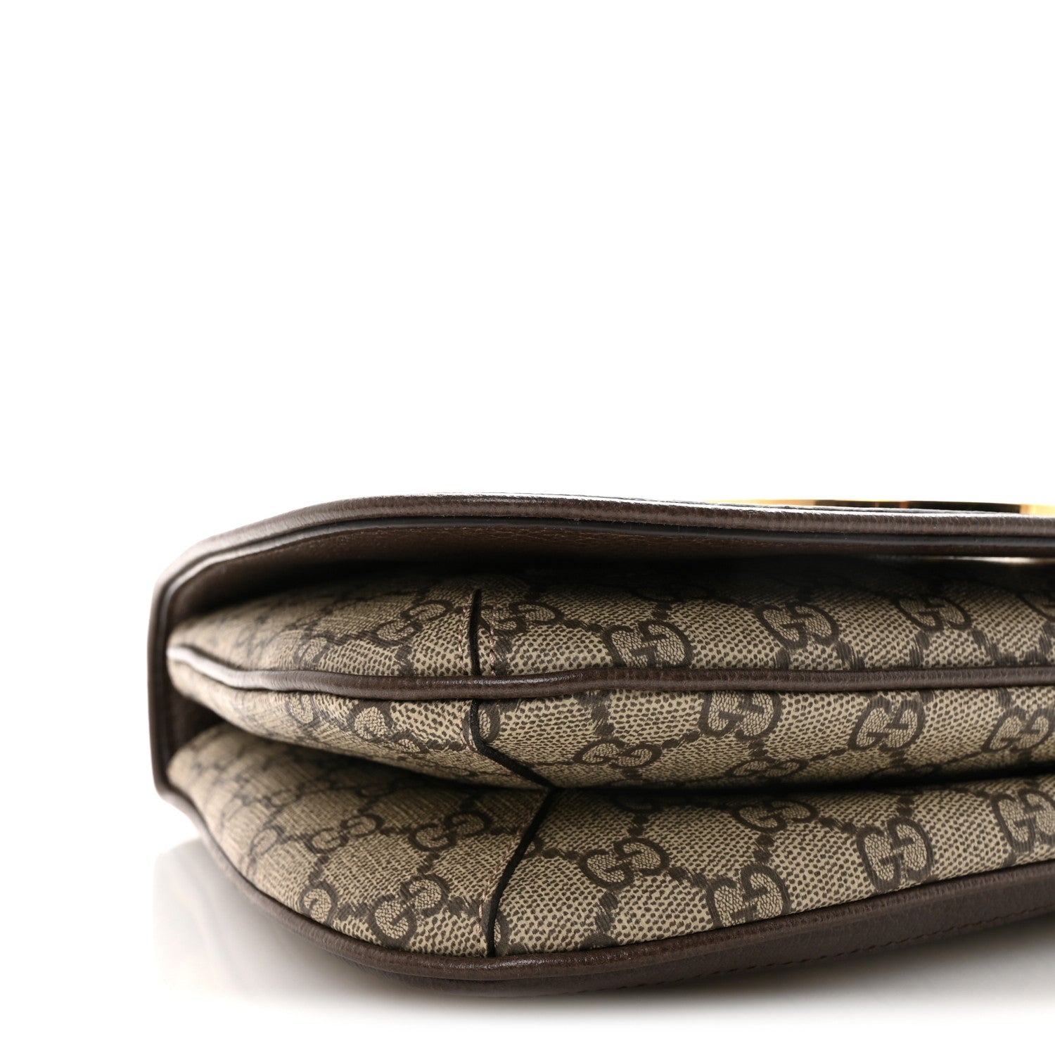 GG Supreme Monogram Textured Dollar Calfskin Web Medium Blondie Top Handle Shoulder Flap Bag Beige Ebony New Acero