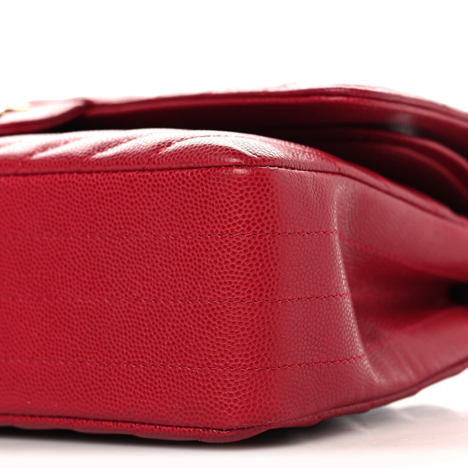 Caviar Chevron Quilted Medium Double Flap Red