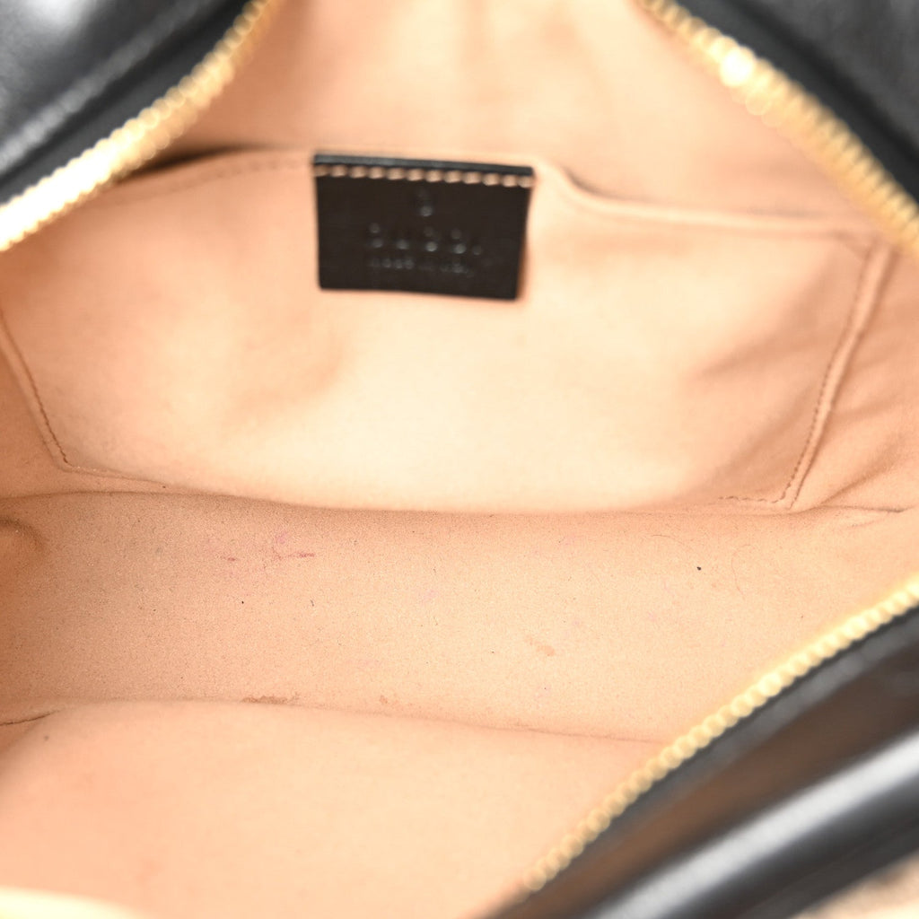 Monogram Matelasse Diagonal Small GG Marmont Chain Shoulder Bag Beige Black