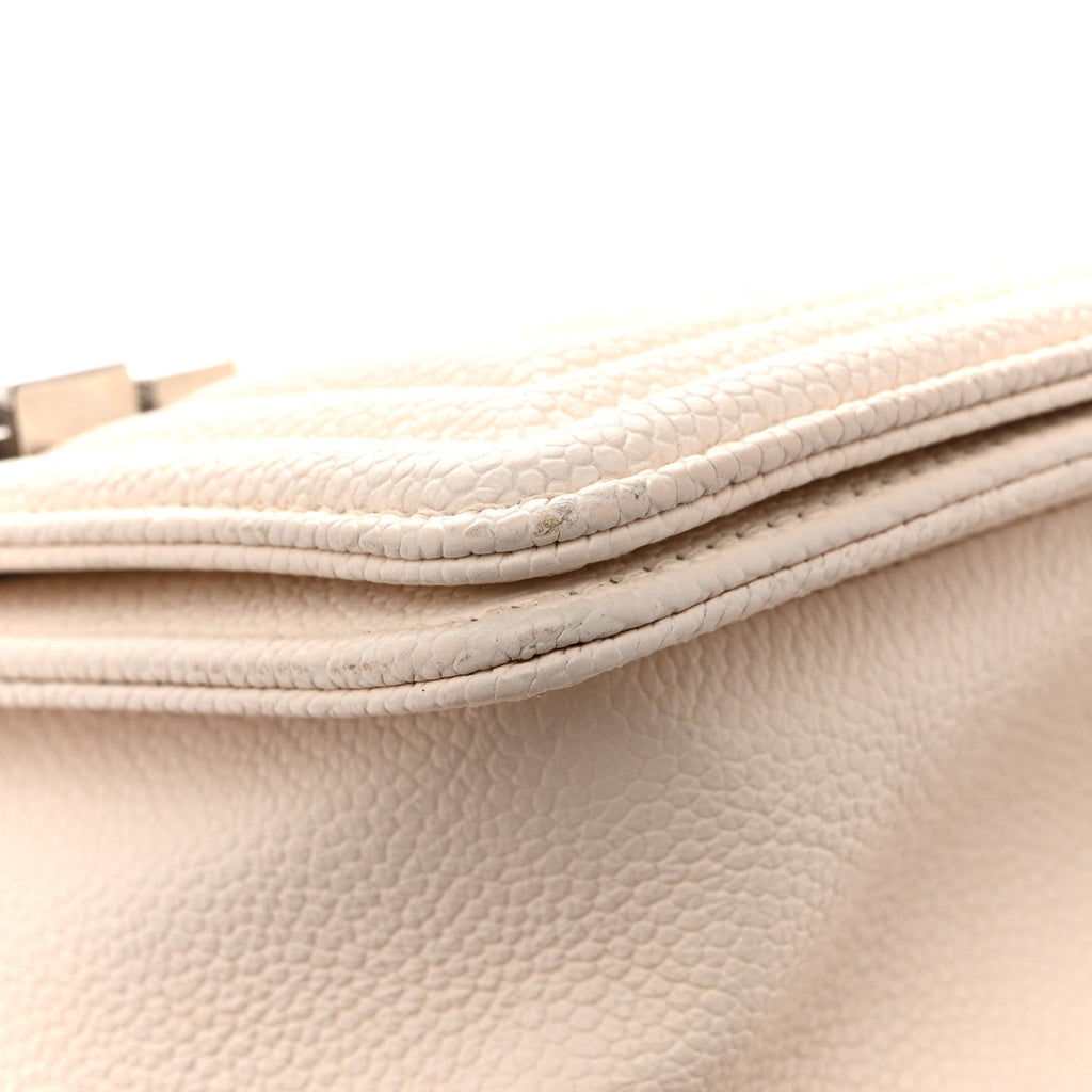 Caviar Quilted Small Boy Flap White