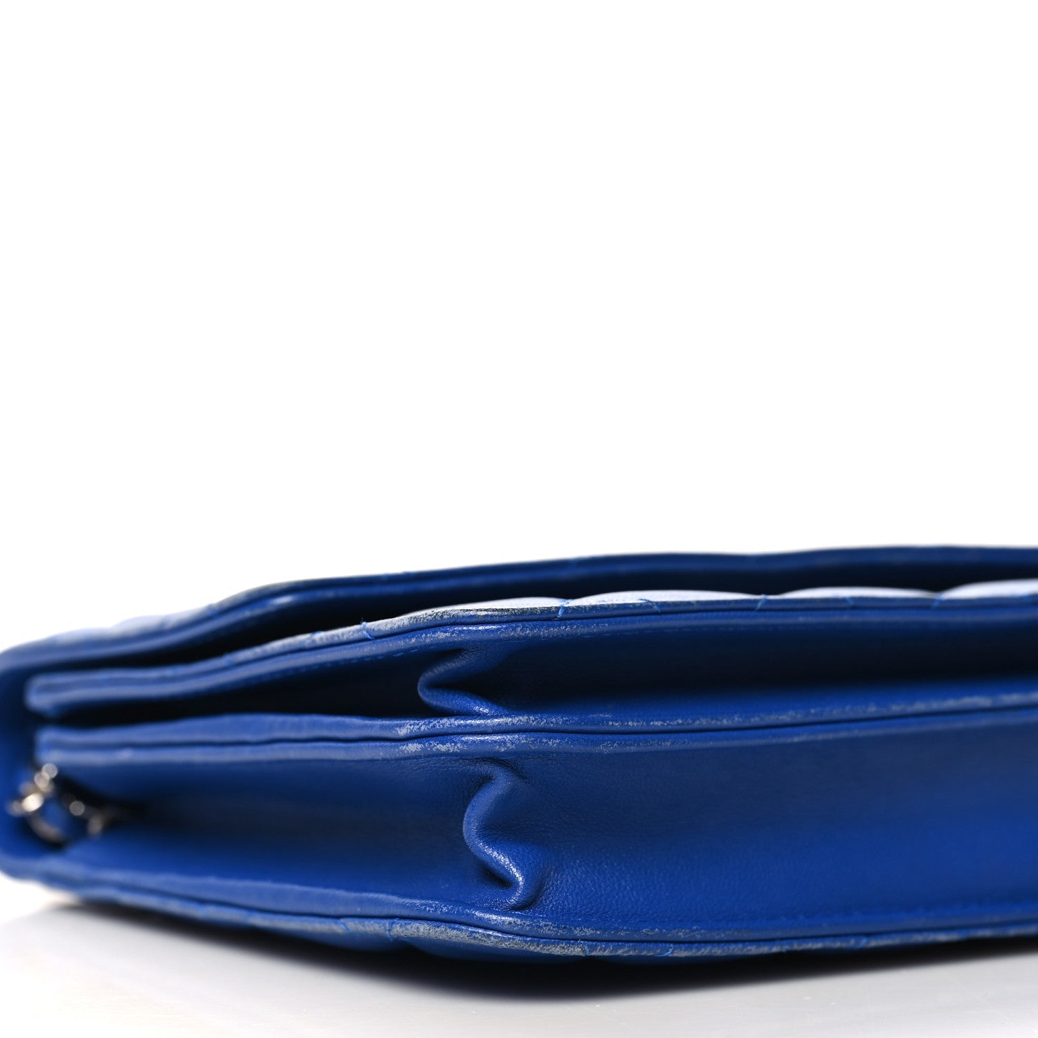 Lambskin Quilted Square Wallet On Chain WOC Blue