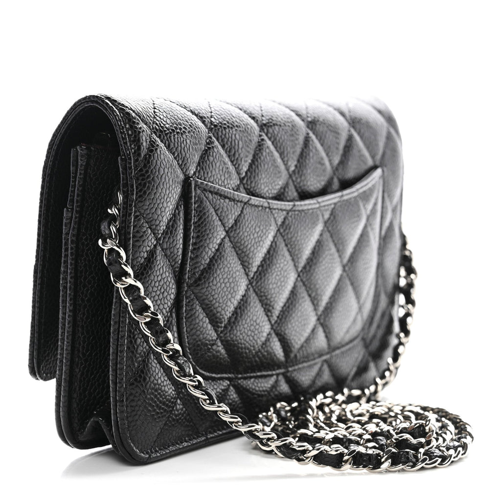 Caviar Quilted Wallet on Chain WOC Black