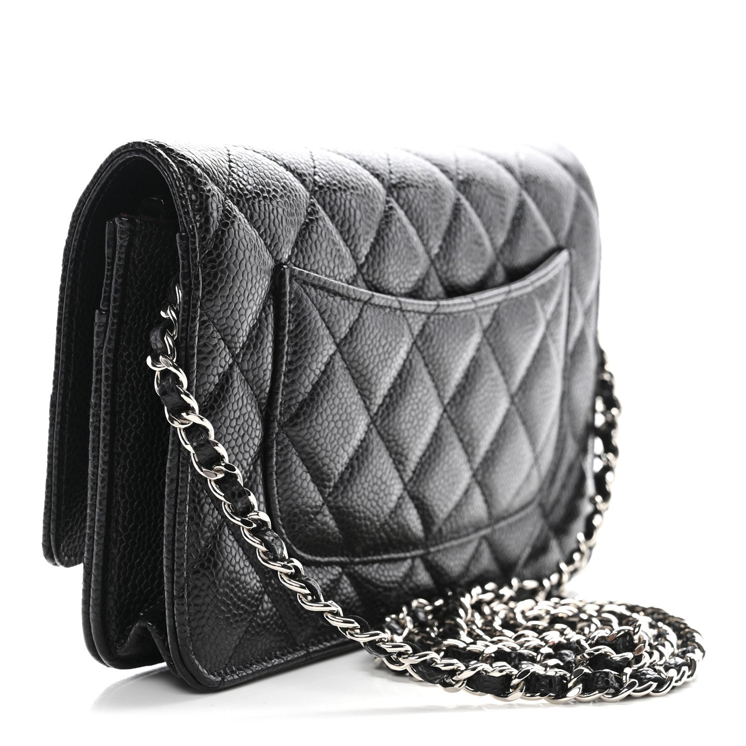 Caviar Quilted Wallet on Chain WOC Black