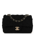 Tweed Quilted Mini Rectangular Flap Black