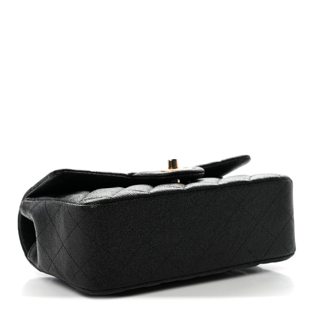 Caviar Quilted Mini Top Handle Rectangular Flap Black
