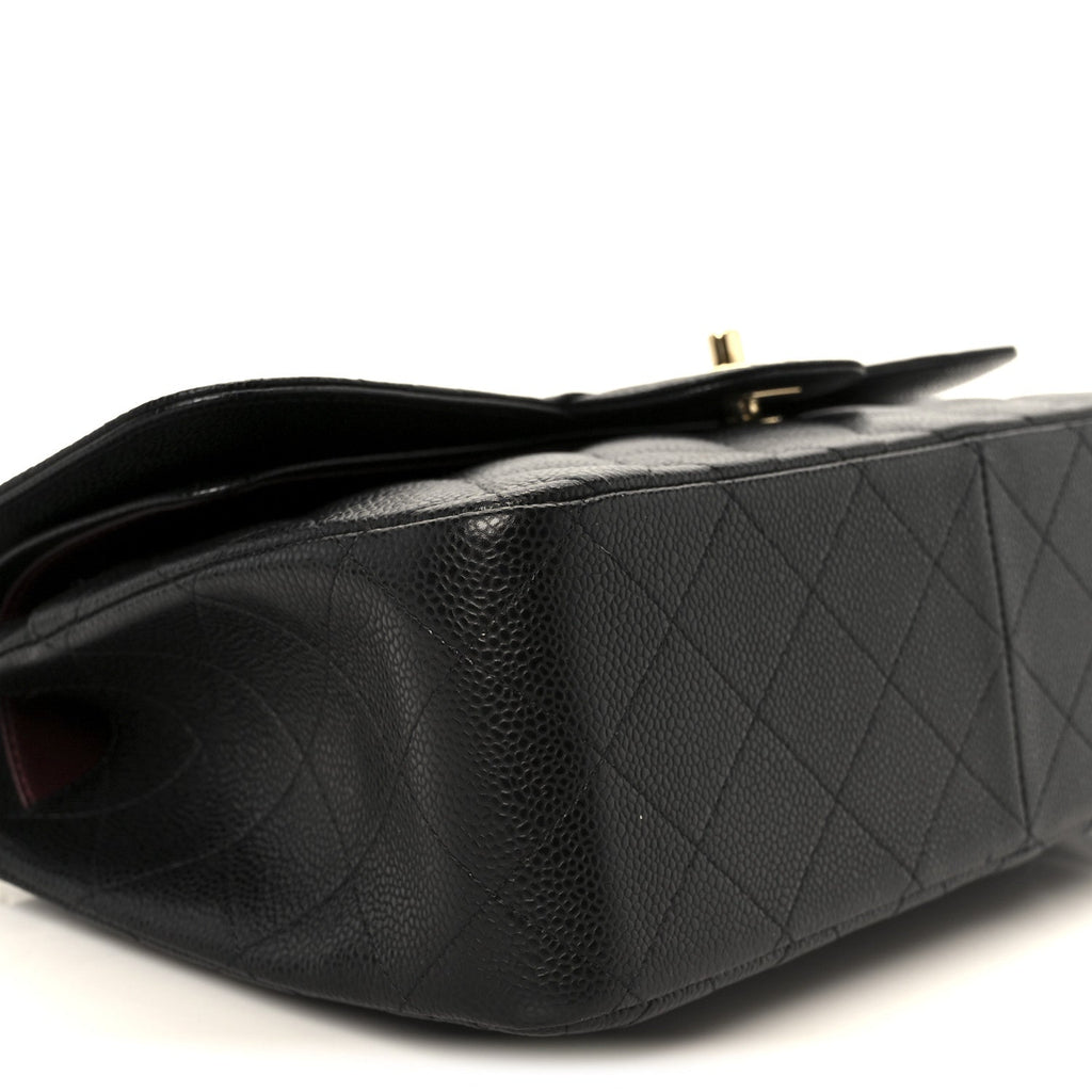 Caviar Quilted Jumbo Double Flap Black