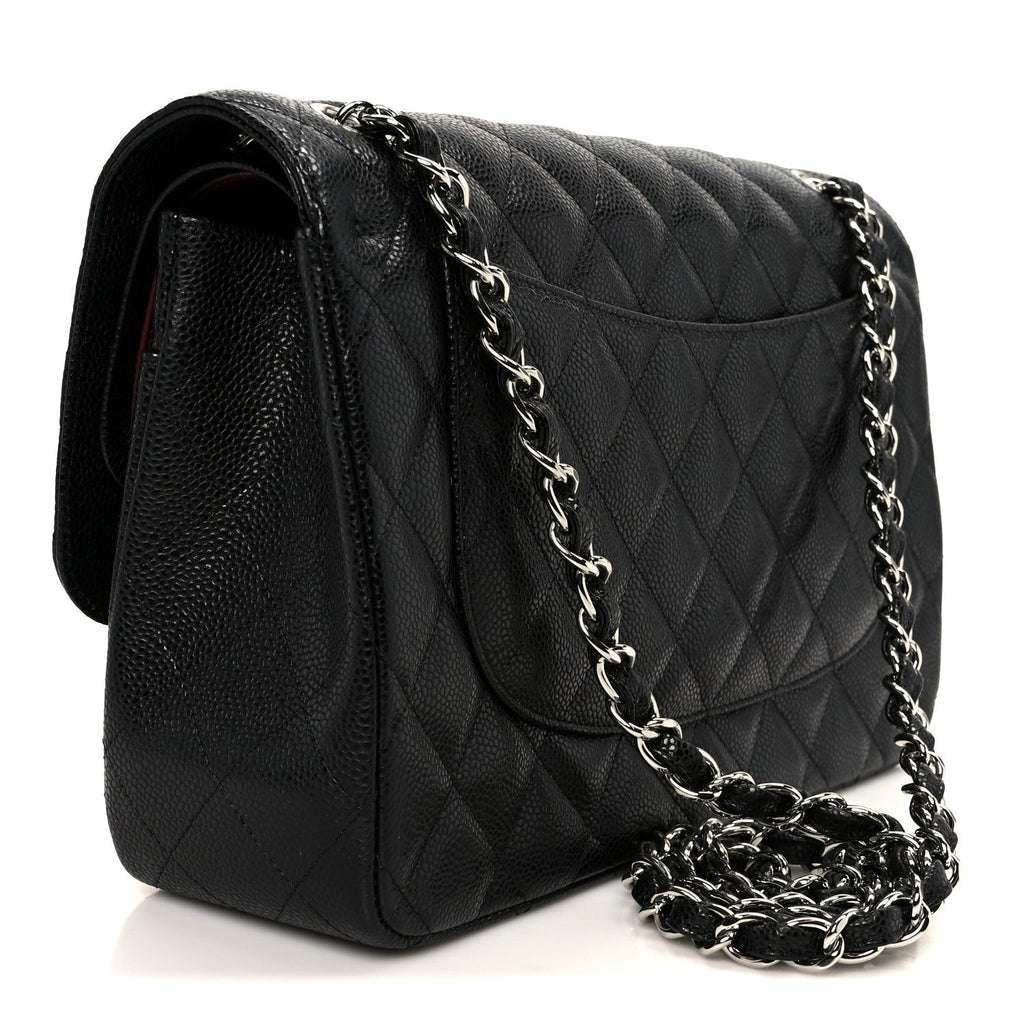 Caviar Quilted Jumbo Double Flap Black