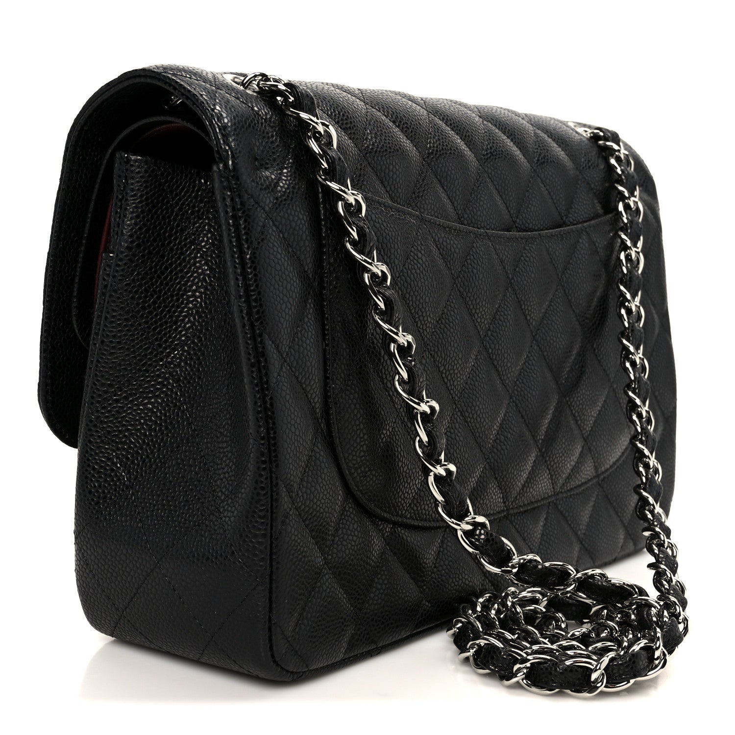 Caviar Quilted Jumbo Double Flap Black