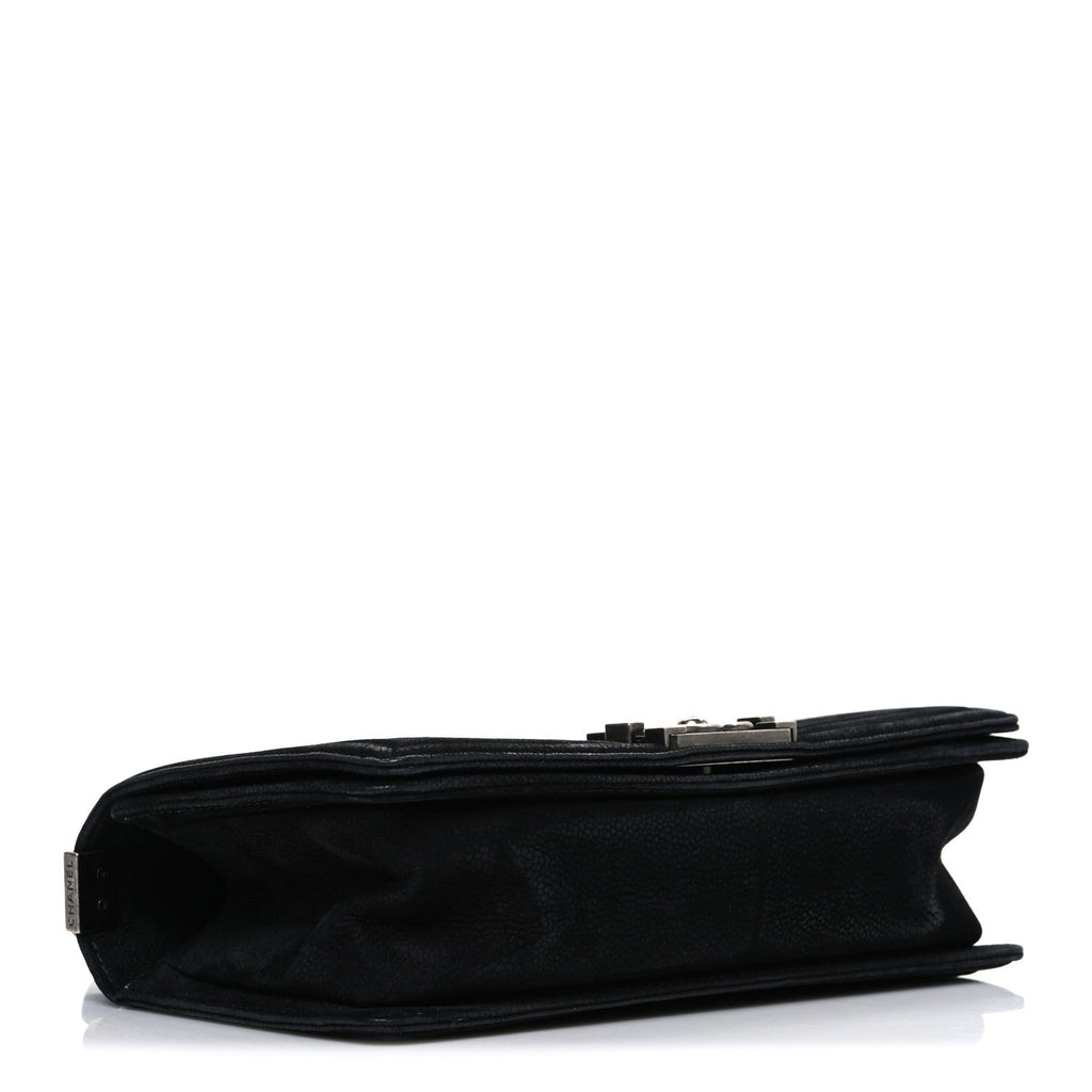 Bullskin Suede Caviar Quilted Medium Boy Flap Black