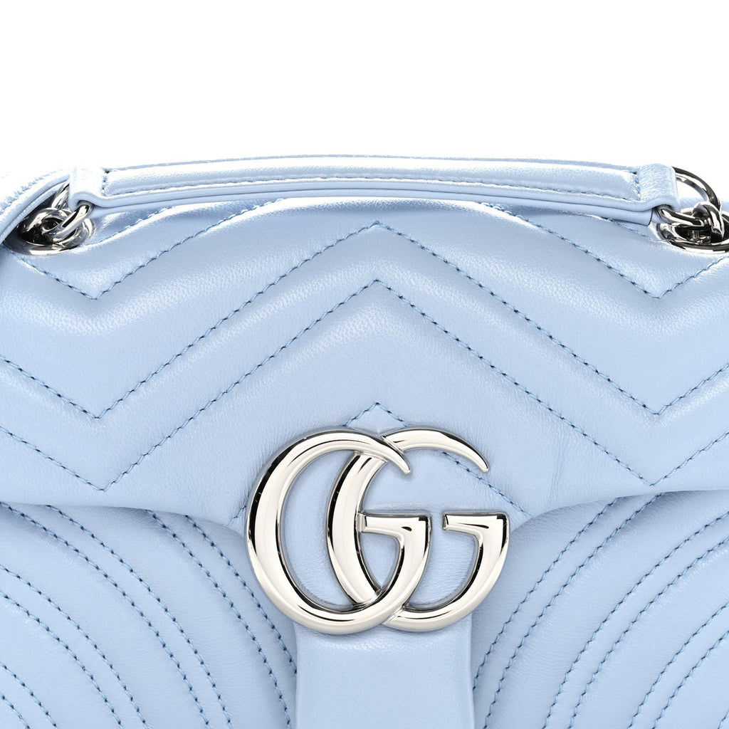 Lambskin Matelasse Small GG Marmont Shoulder Bag Porcelain Light Blue
