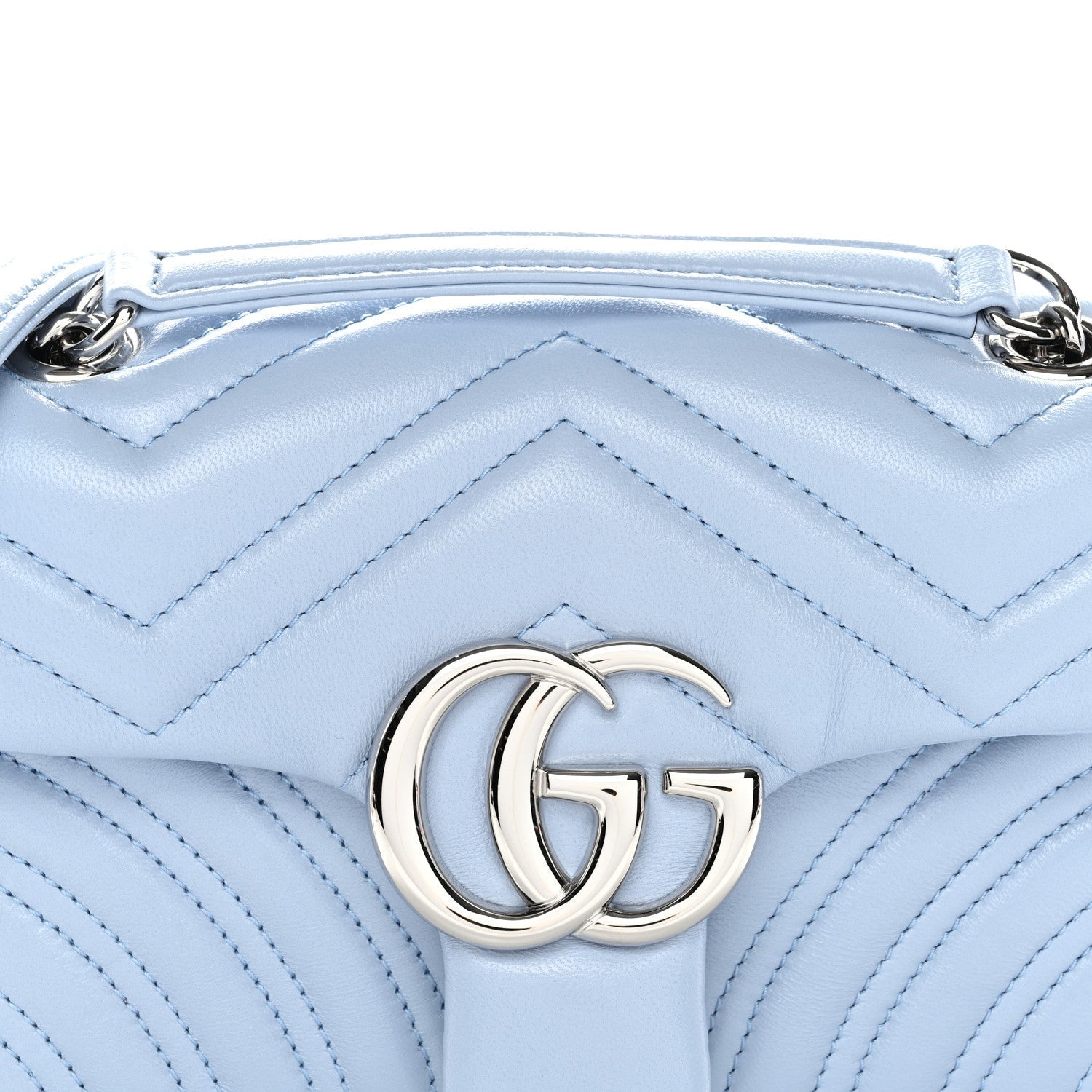 Lambskin Matelasse Small GG Marmont Shoulder Bag Porcelain Light Blue