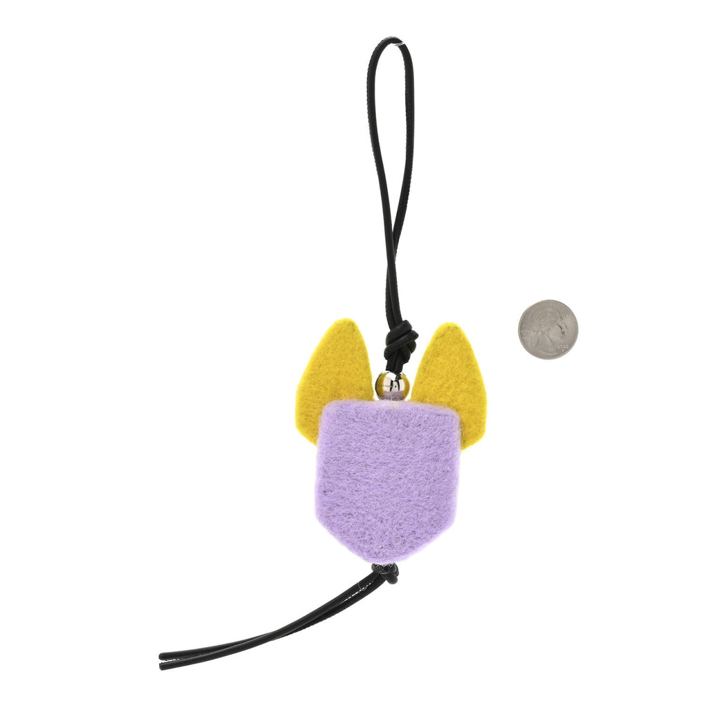 X LOUIS WAIN Felt Calfskin Cat Charm Purple Yellow