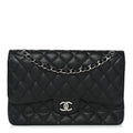 Caviar Quilted Jumbo Double Flap Black