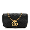 Calfskin Matelasse Super Mini GG Marmont Shoulder Bag Black