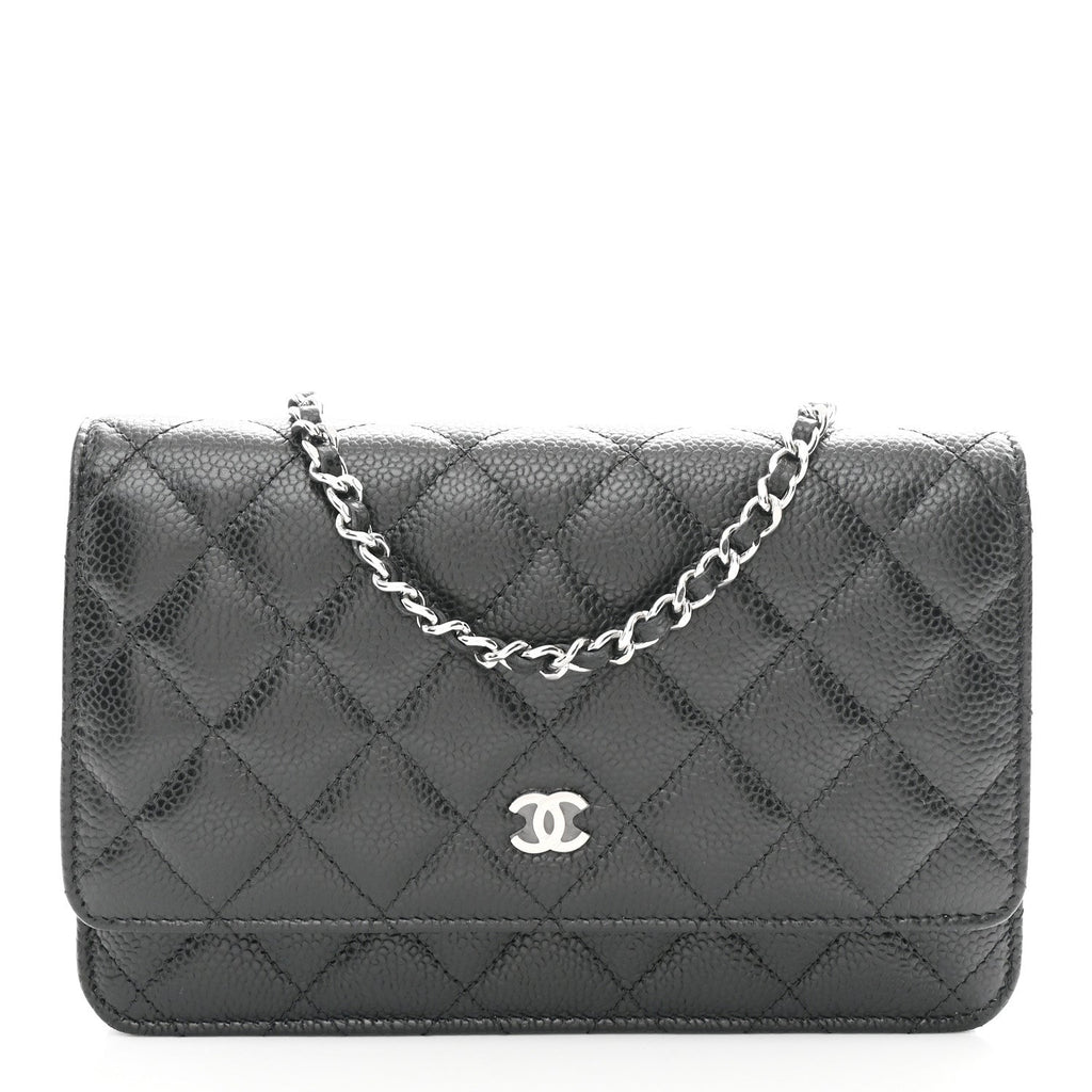 Caviar Quilted Wallet on Chain WOC Black