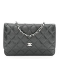 Caviar Quilted Wallet on Chain WOC Black