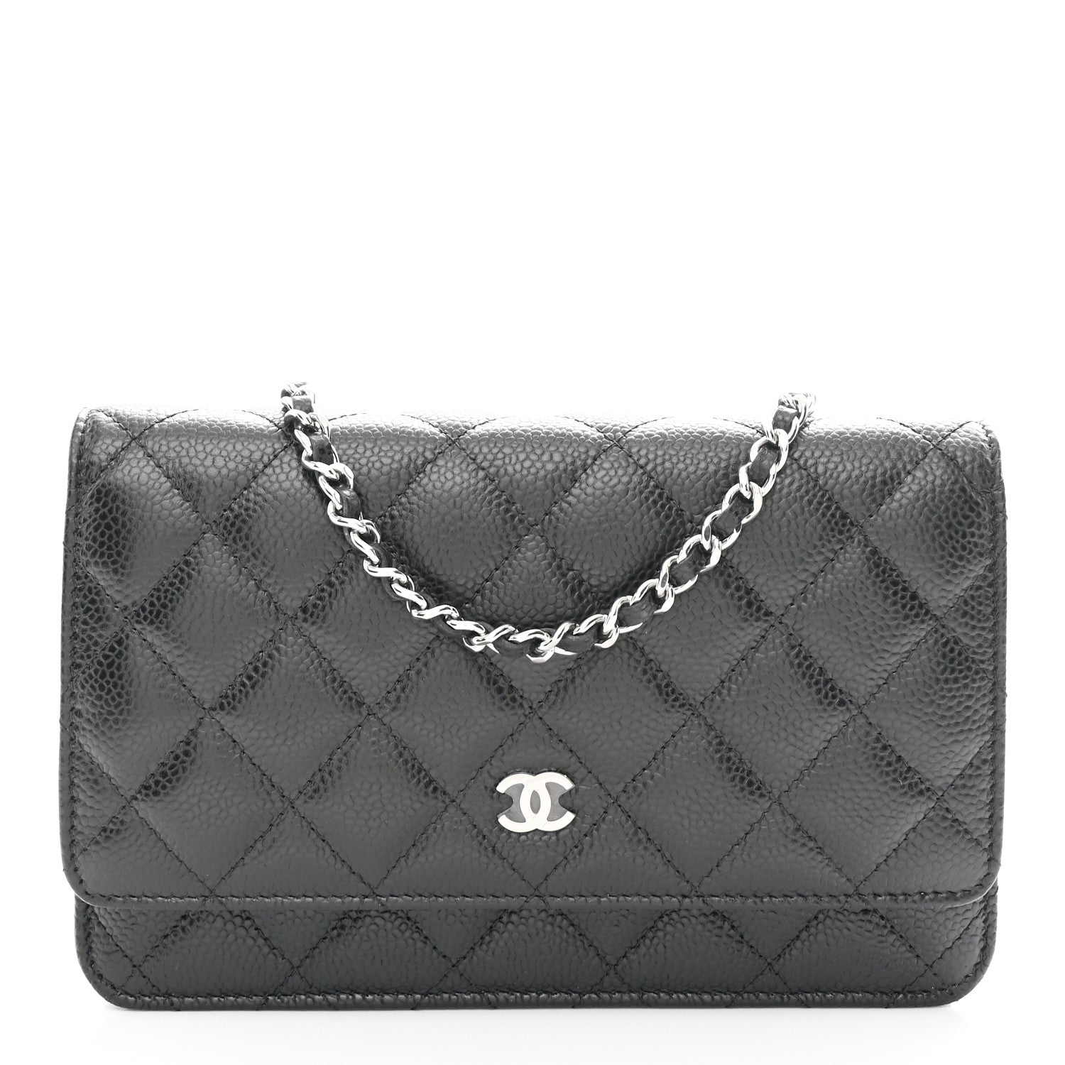 Caviar Quilted Wallet on Chain WOC Black