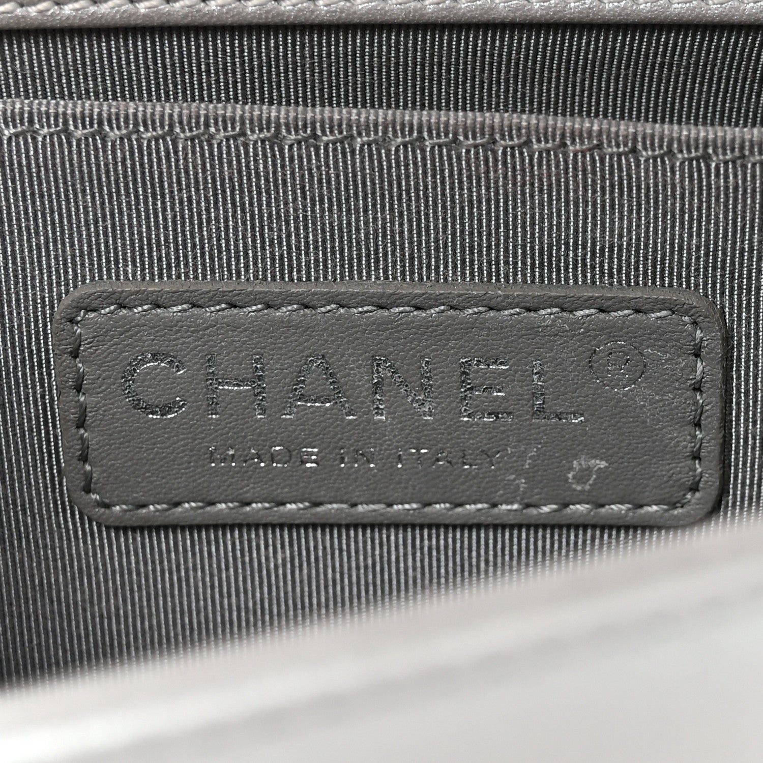 Metallic Calfskin Quilted Small Boy Flap Silver