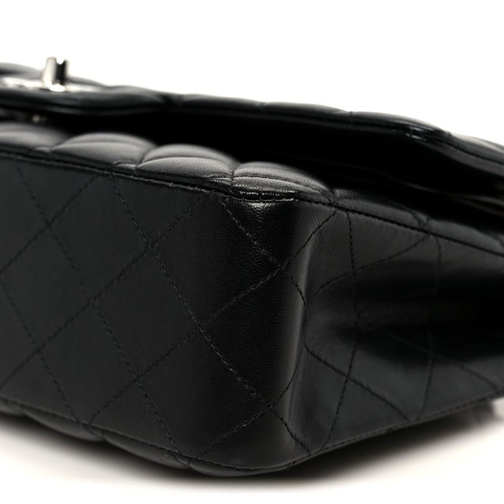 Lambskin Quilted Medium Double Flap Black