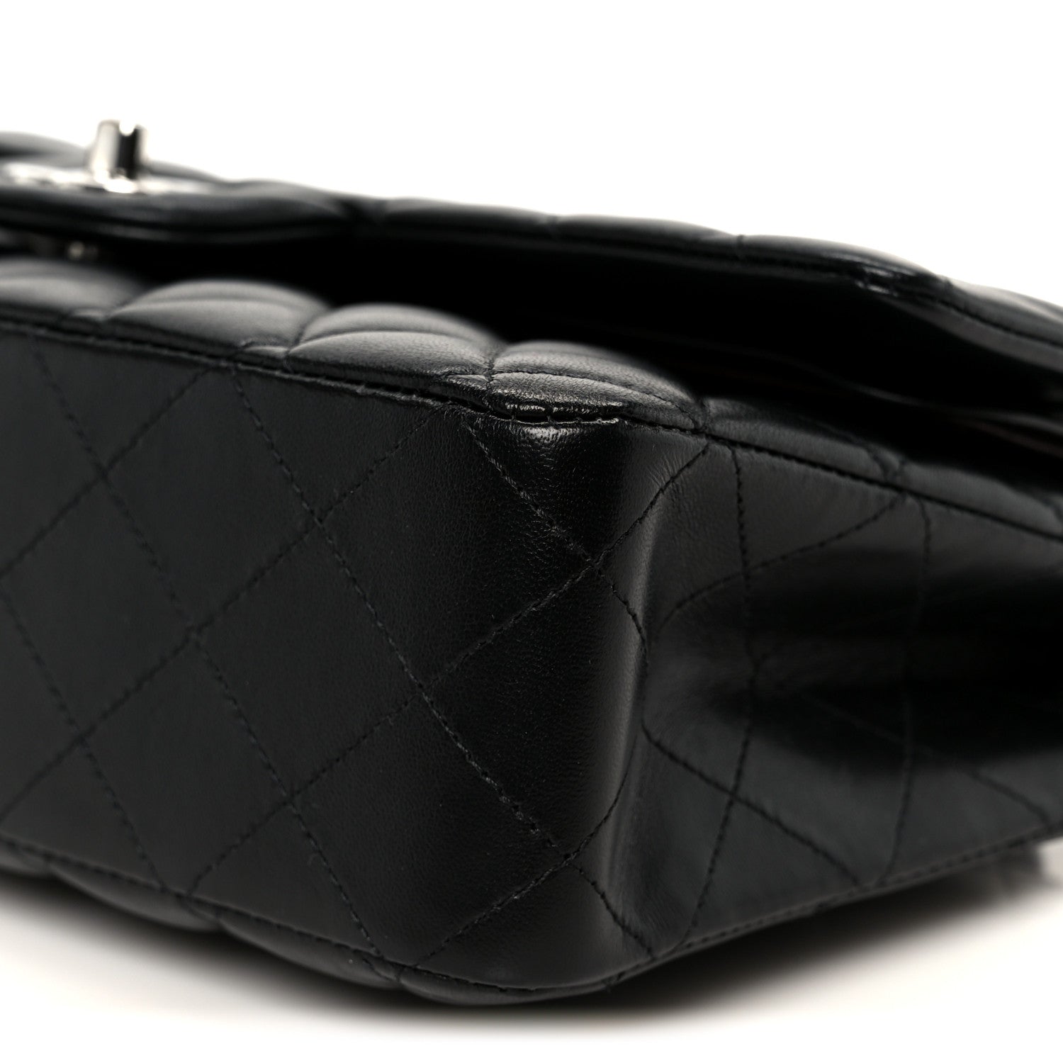 Lambskin Quilted Medium Double Flap Black