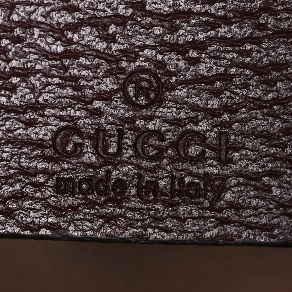 GG Supreme Monogram Textured Dollar Calfskin Web Small Ophidia Padlock Top Handle Bag Bordeaux