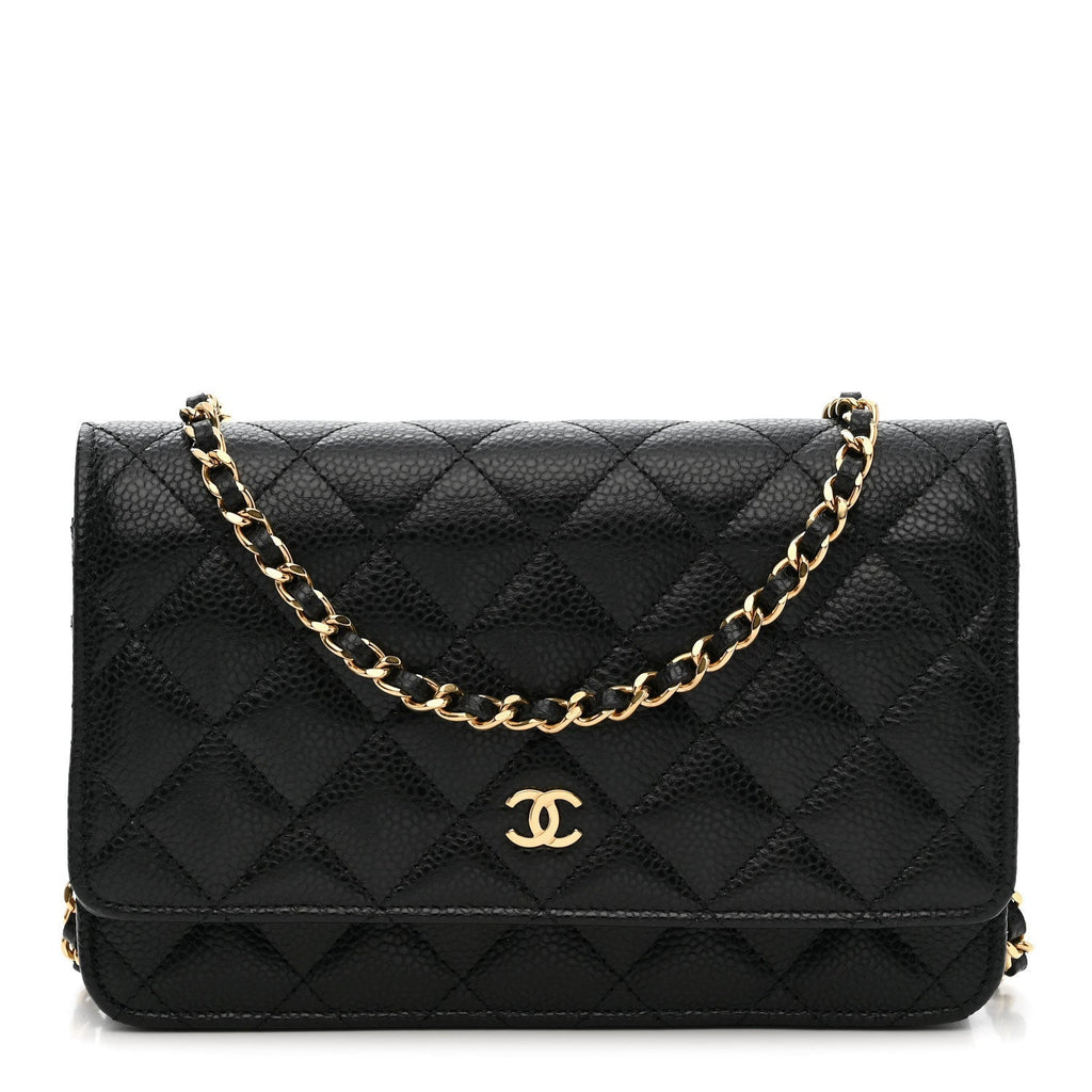 Caviar Quilted Wallet on Chain WOC Black