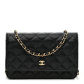 Caviar Quilted Wallet on Chain WOC Black