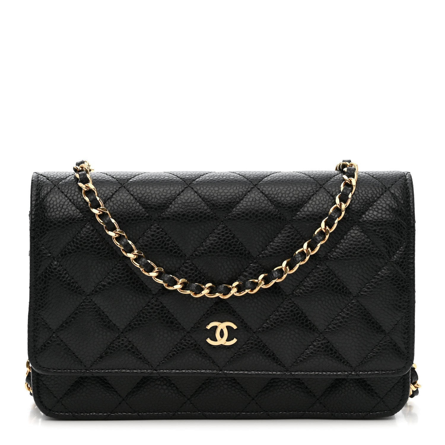 Caviar Quilted Wallet on Chain WOC Black
