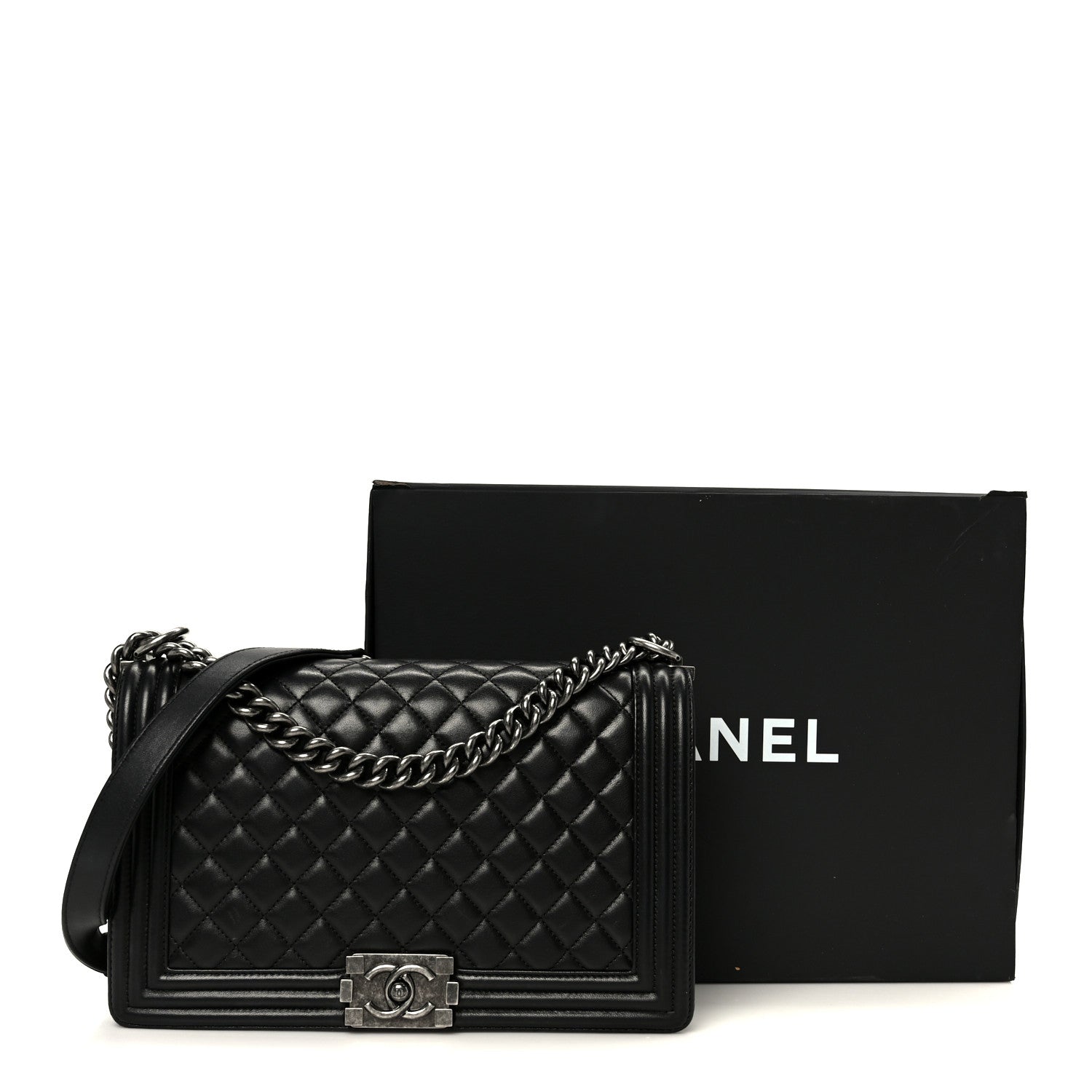 Calfskin Quilted Medium Boy Flap Black