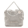 Crystal Embellished Metallic Lambskin Mini Chanel 22 Silver
