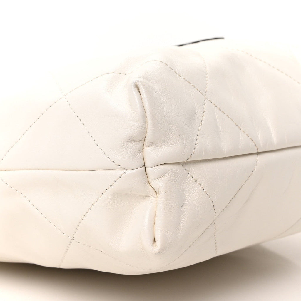 Shiny Calfskin Quilted Small Chanel 22 White Black