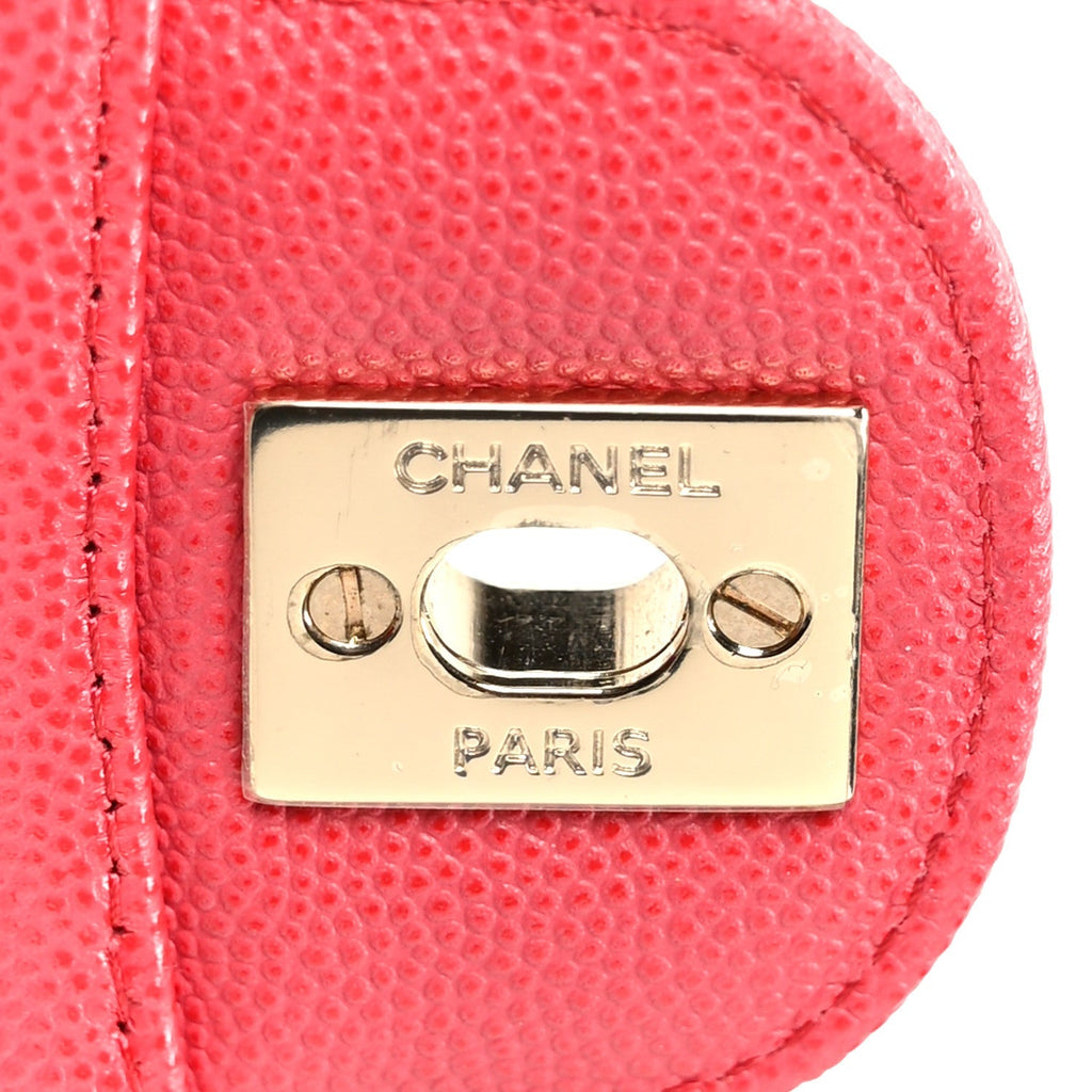 Caviar Quilted Medium Double Flap Dark Pink