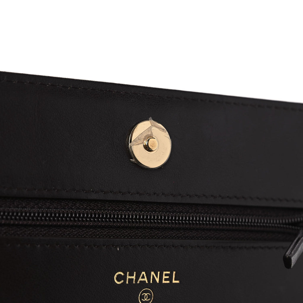 Caviar Quilted Boy Wallet On Chain WOC Dark Brown