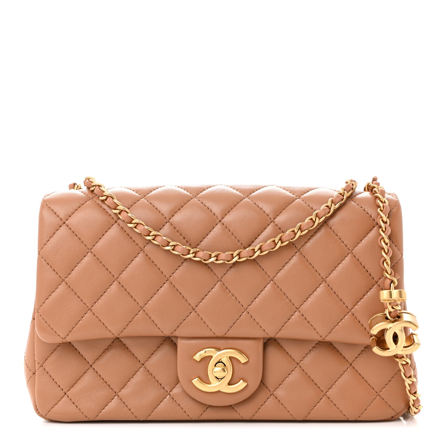 Lambskin Quilted Small CC Crush Flap Brown