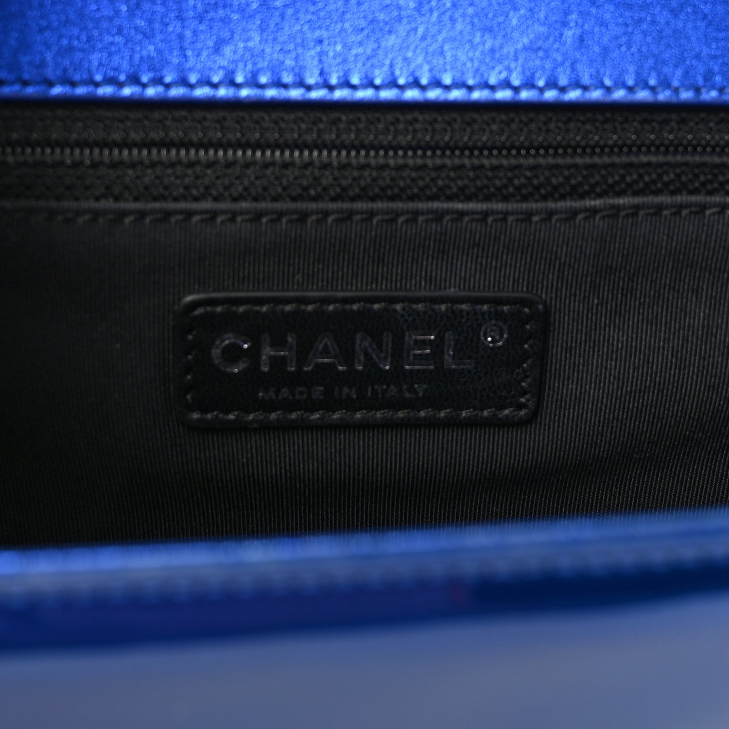 Metallic Patent Quilted New Medium Boy Flap Blue